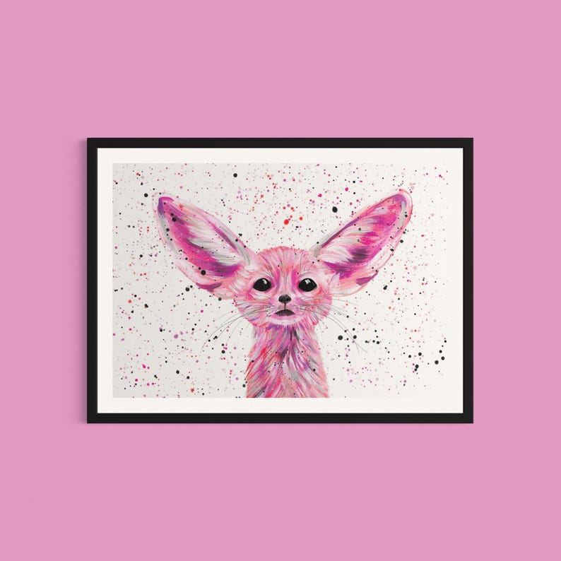 Fennec Fox Art Print: Pink Animal Painting, Nursery Decor image 2