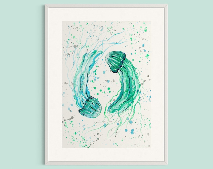 Green Jellyfish Art Print