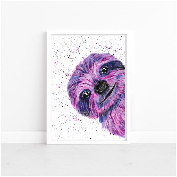 Original Sloth Painting, Acrylic Art by Emma LC, Colourful Wildlife Decor