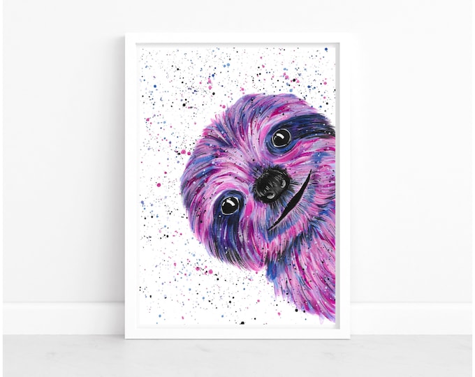 Original Sloth Painting, Acrylic Art by Emma LC, Colourful Wildlife Decor
