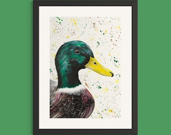 Drake Duck, Mallard Art Print, Duck Painting, Duck Decor, Duck Picture, Farmhouse Decor, Nursery Prints, Gallery Wall Art