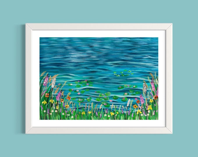 Wildflowers at the Lily Pond Art Print
