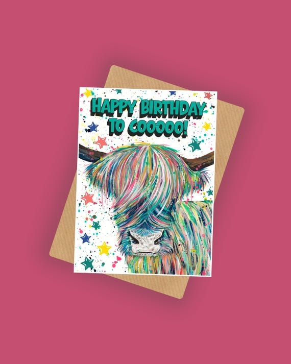 Highland Cow Birthday Card