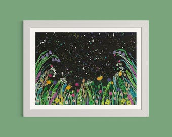 Wildflowers Art Print ‘Midnight Dreaming’