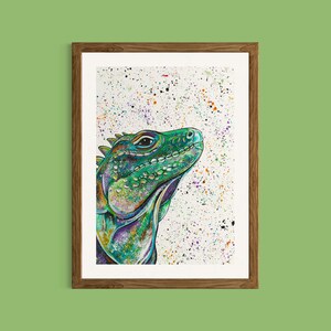 Iguana Art Print: Colorful Reptile Wall Decor