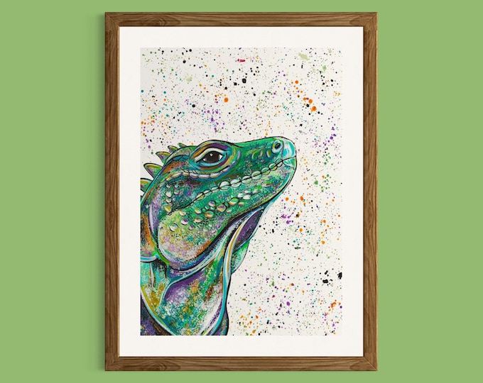 Iguana Art Print ‘Elton’