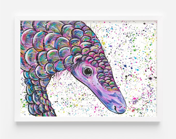 Pangolin Original Painting ‘Penelope’ Colourful Animal Painting, Wildlife Artwork, Acrylic Artwork, Wall Art, Pangolin Decor, Gift Ideas