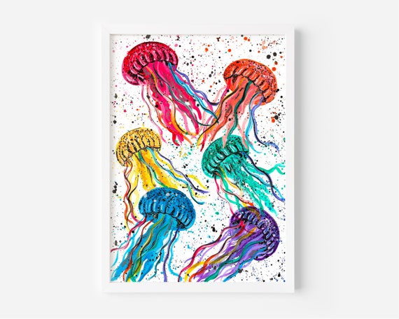Rainbow Jellyfish Painting, An Original Acrylic Jellyfish Painting, Colourful Art, Sea Life, Pride, LGBTQI, Gay Pride, Colourful Animal Art