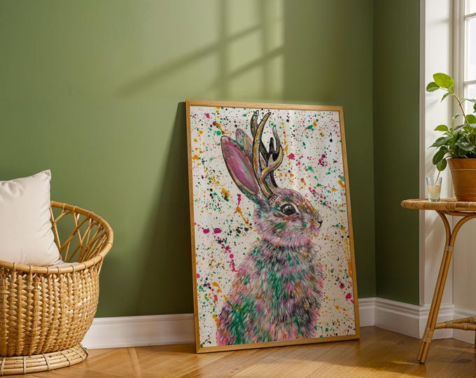 Jackalope Rabbit Art Print