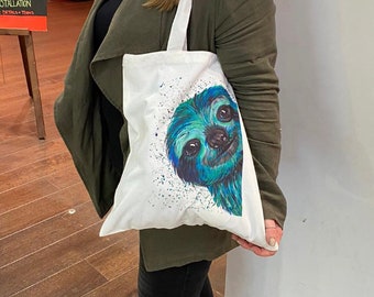 Doginthehole Women’s Sloth Canvas Tote Bag – Reusable, Foldable, Roomy 34x42cm, Cotton-Linen