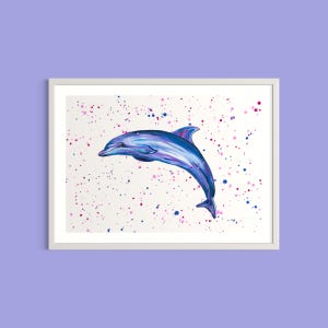 Dolphin Art Print: Colorful Sea Life Painting