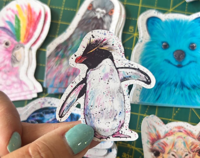 Rockhopper Penguin Sticker, Vinyl Marine Animal Decal, Small Journal Sticker, Wildlife Stickers, Penguin Decal, Scrapbooking, Laptop, Tablet