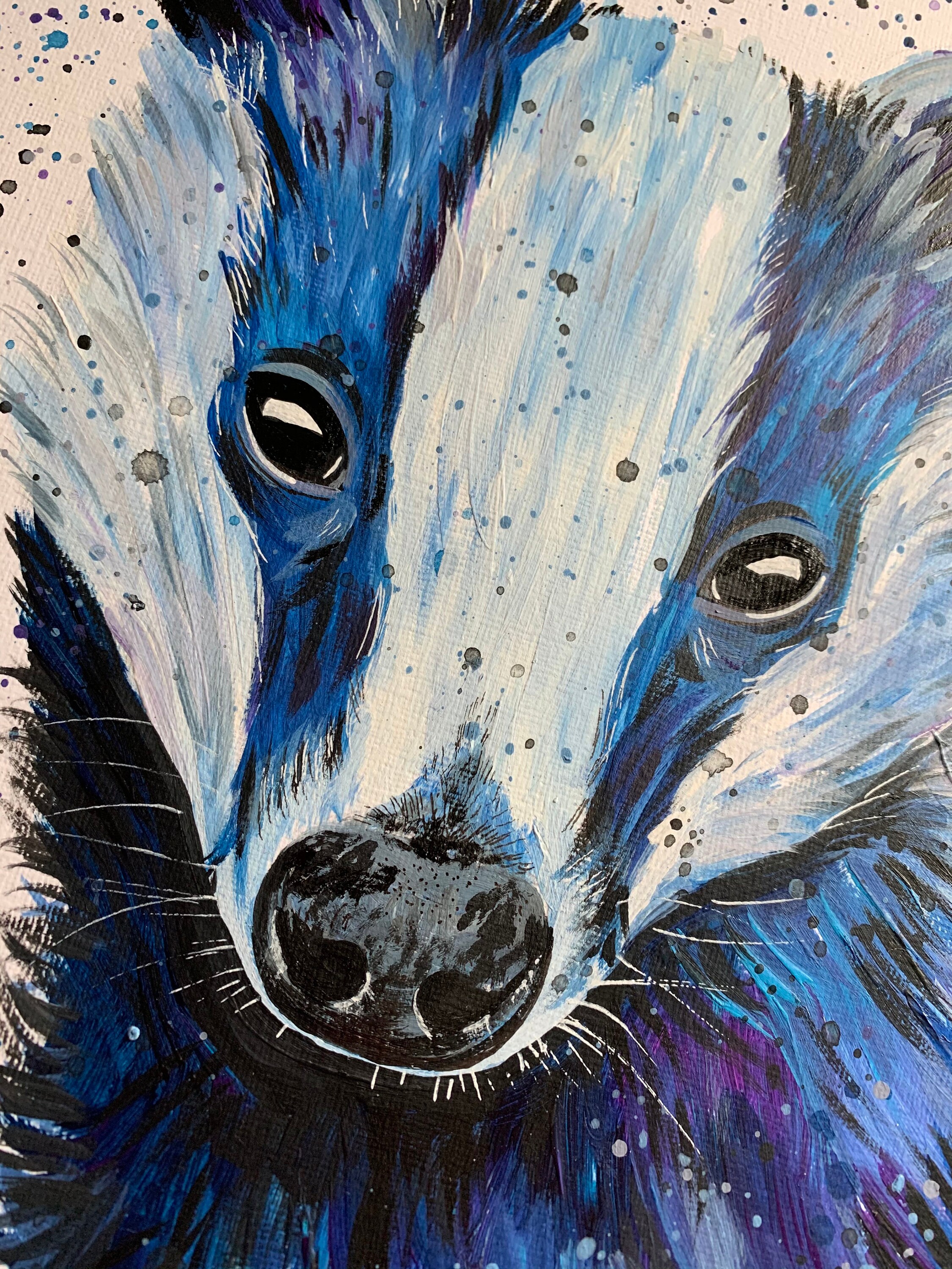Wilf Badger Art An Original Acrylic Painting of a Badger by Etsy