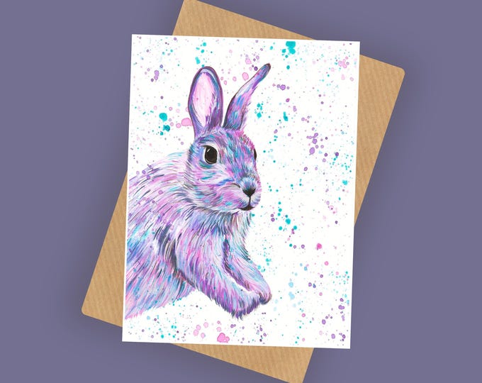 Bunny Rabbit Card, Cute Greetings Card, Blank Card, Animal Card, Rabbit, Bunnies, Any Occasion Card, A6 Card, Easter Cards,