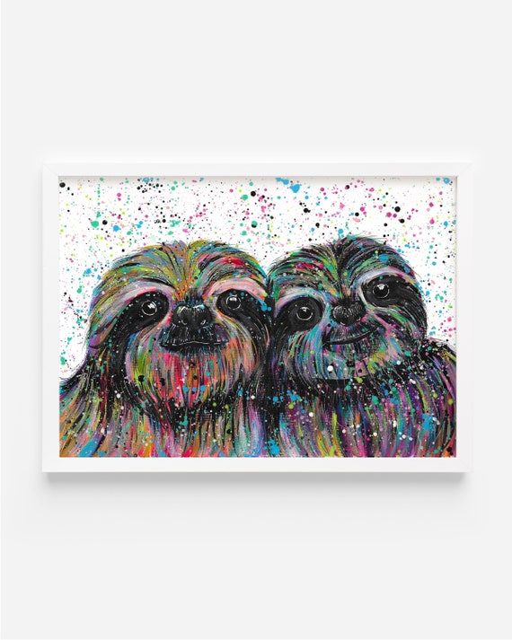 Sloth Art Print Buddies Sloth Couple From An Original Etsy Sloth Art Print Buddies Sloth Couple From An Original Etsy