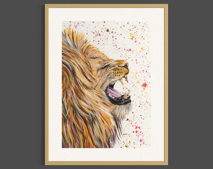 Roaring Lion Art Print ‘Rory’