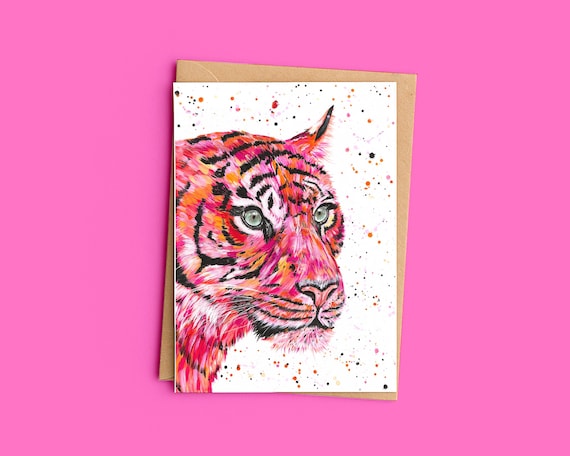 Pink Tiger Greetings Card