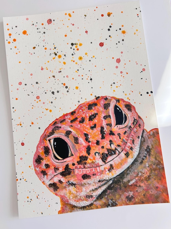Leopard Gecko Painting, An Original Hand Painted Acrylic Painting by Emma LC, Reptile Artwork