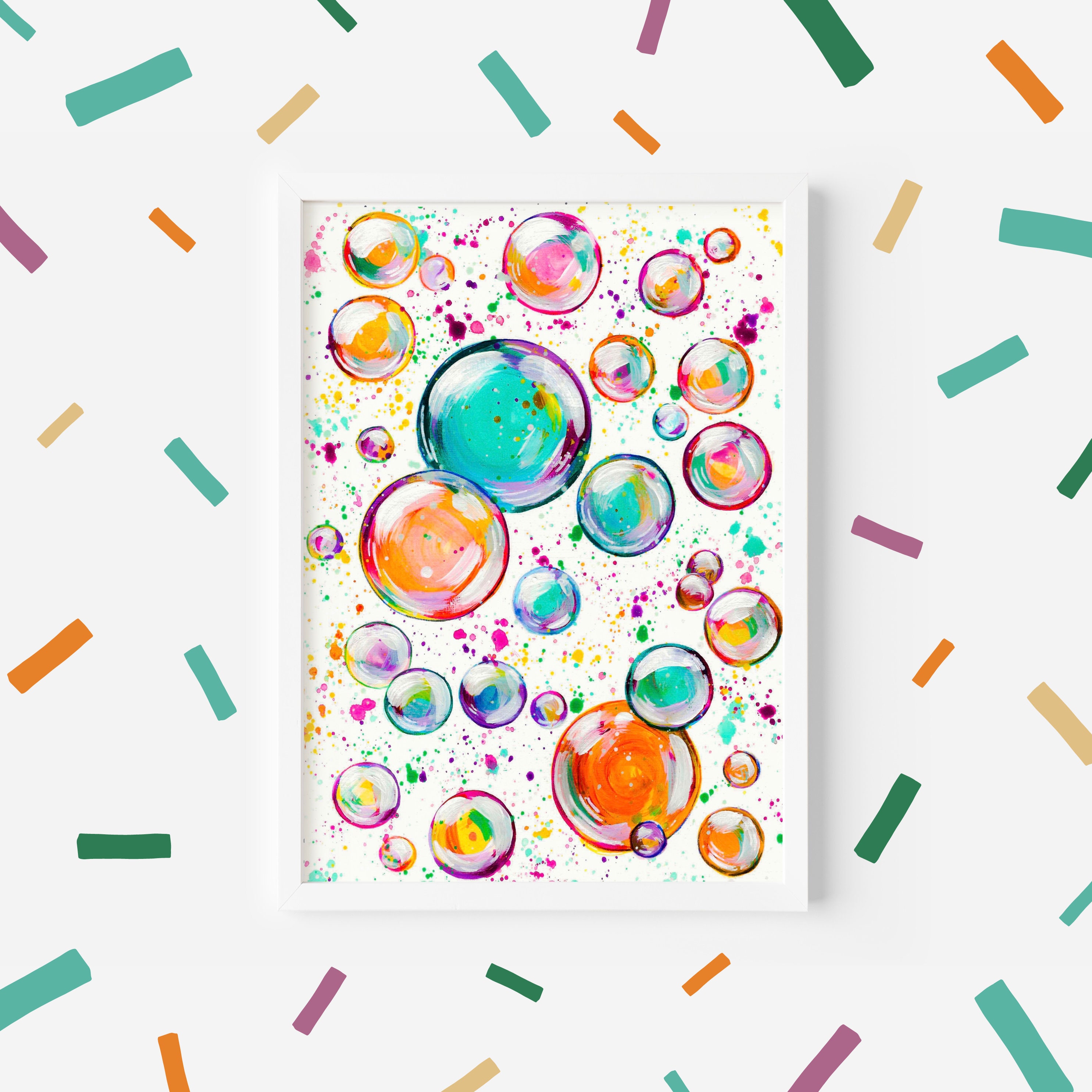 Bubbles Art Print Colourful Home Decor Quirky Decor Funky - Etsy ...