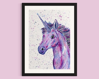 Unicorn Art Print ‘Edie’, Unicorn Painting, Horse Art, Girls Bedroom Decor, Unicorn Wall Art Poster, Unicorn Gifts, Mystical Artwork,