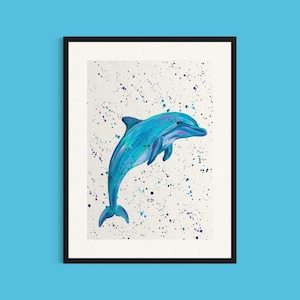 Dolphin Art Print ‘Mila’, Dolphin Painting, Ocean Art, Under the Sea Prints, Nursery Decor, Sea Life Wall Art, Coastal Art, Nautical Picture