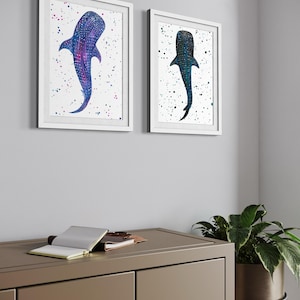 Whale Shark Art Print, Colourful Sea Life Painting, Holiday Home Decor image 14