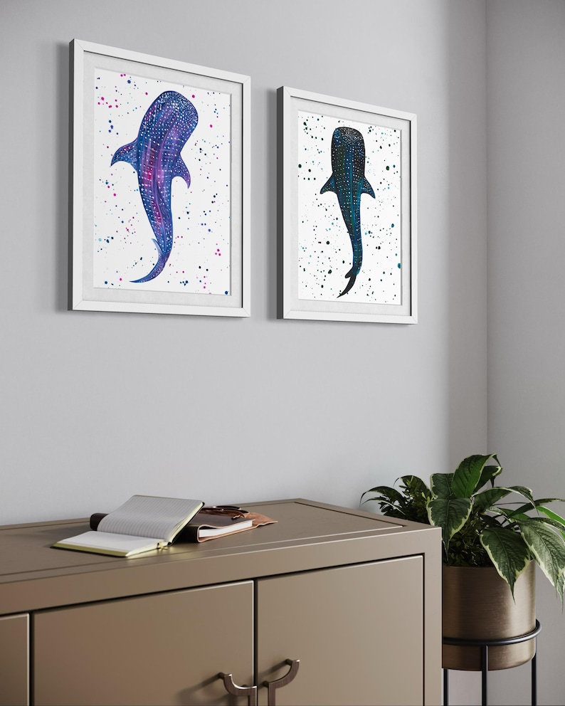 Whale Shark Art Print, Colourful Sea Life Painting, Holiday Home Decor image 14