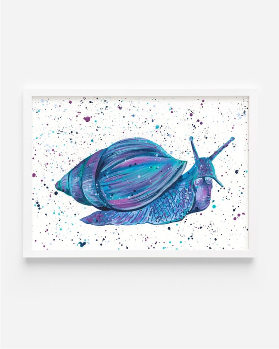Giant African Land Snail Art, Original Acrylic Painting by Emma LC, Colourful Snail Art, Crustaceans, Snail Painting, Abstract Art