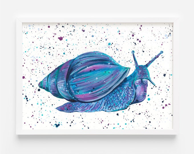 Giant African Land Snail Art, Original Acrylic Painting by Emma LC, Colourful Snail Art, Crustaceans, Snail Painting, Abstract Art