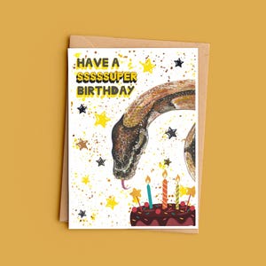 Snake Birthday Card, Funny Animal Pun, Pet Reptile Card