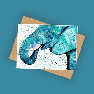 Carte éléphant, Carte de voeux, Carte vierge, Carte animal sauvage, Cartes motif animalier, Carte toute occasion, Carte A6, Cartes Animal, Cadeau éléphant