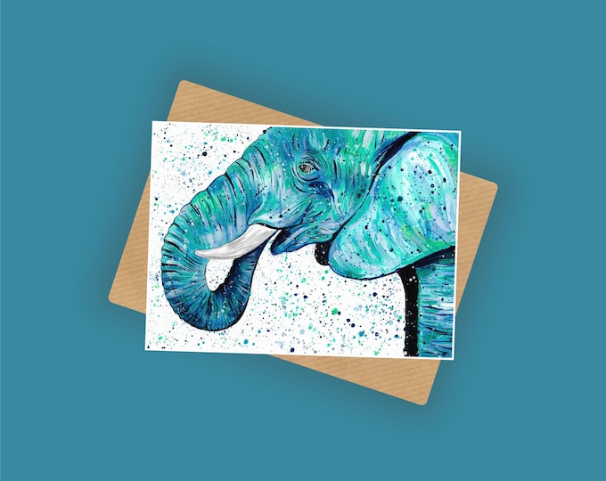 Elephant Card, Greetings Card, Blank Card, Wild Animal Card, Wildlife Design Cards, Any Occasion Card, A6 Card, Animal Cards, Elephant Gift