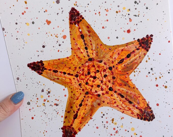 Starfish Acrylic Painting, British Artist Emma LC, Sea Life Art, Ocean Home Decor