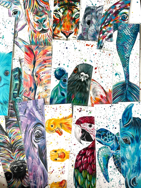 Handmade Animal Bookmark: Colourful Wildlife Art, Book Lover Gift