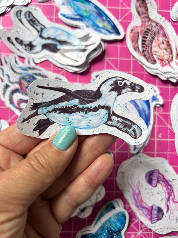 Glossy Penguin Vinyl Sticker, Wildlife Animal Decal