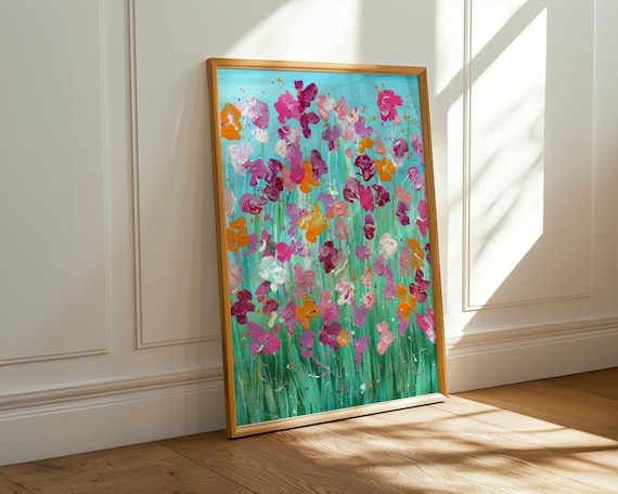 Sweet Pea Flowers Abstract Art Print