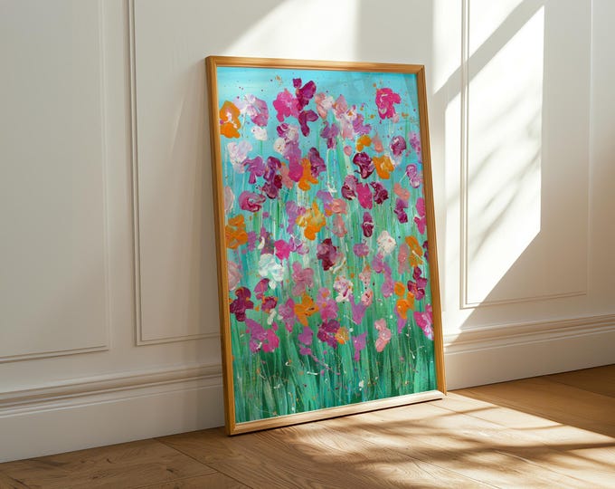 Sweet Pea Flowers Abstract Art Print