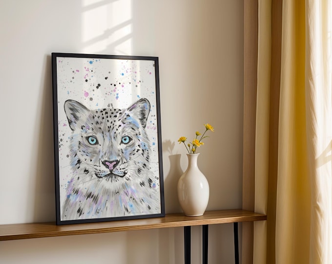 Snow Leopard Art Print ‘Nix’