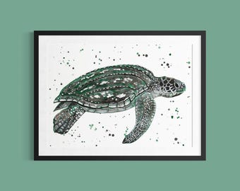 Leatherback Sea Turtle Art Print ‘Fabian’