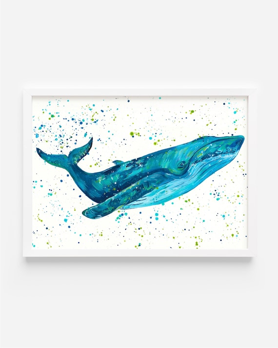 Blue Humpback Whale Painting, An original Whale Acrylic Painting by Emma LC Art, Original Art, Colourful Art, Sea Life Decor, Animal Artwork