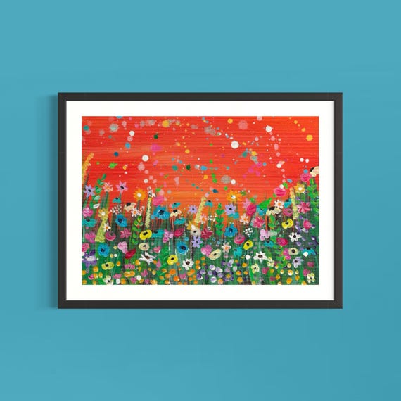 Sunset Wildflowers Art Print