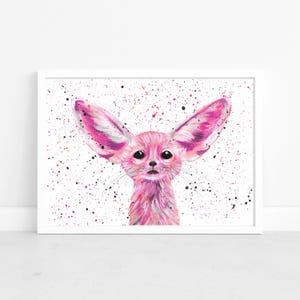 Fennec Fox Art Print: Pink Animal Painting, Nursery Decor image 6