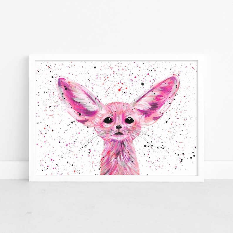 Fennec Fox Art Print: Pink Animal Painting, Nursery Decor image 6