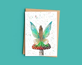 Mushroom Fairy Greeting Card: Woodland Whimsical Art