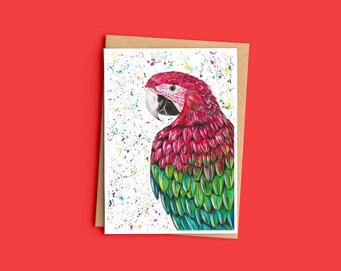 Macaw Parrot Blank Greeting Card ‘Marvin’