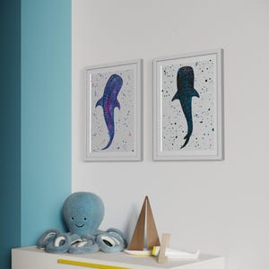 Whale Shark Art Print, Colourful Sea Life Painting, Holiday Home Decor image 13