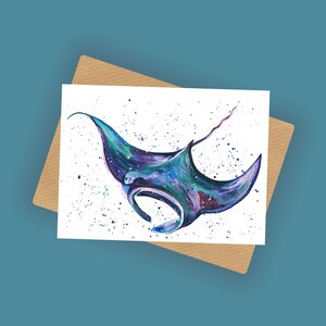 Mantaray Greeting Card, A6 10x15cm Blank Card, All Occasions, Sea Life, Marine Gift, Wildlife Birthday Card,