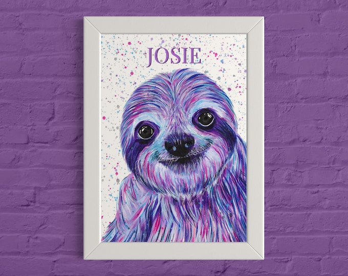 Personalised Sloth Art Print