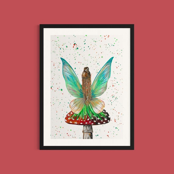 Mushroom Forest Fairy Art Print
