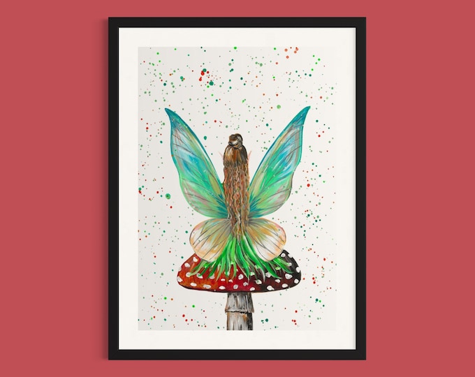 Mushroom Forest Fairy Art Print